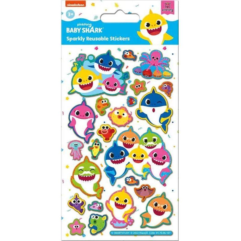 Baby Shark Sparkly Reusable Foil Stickers