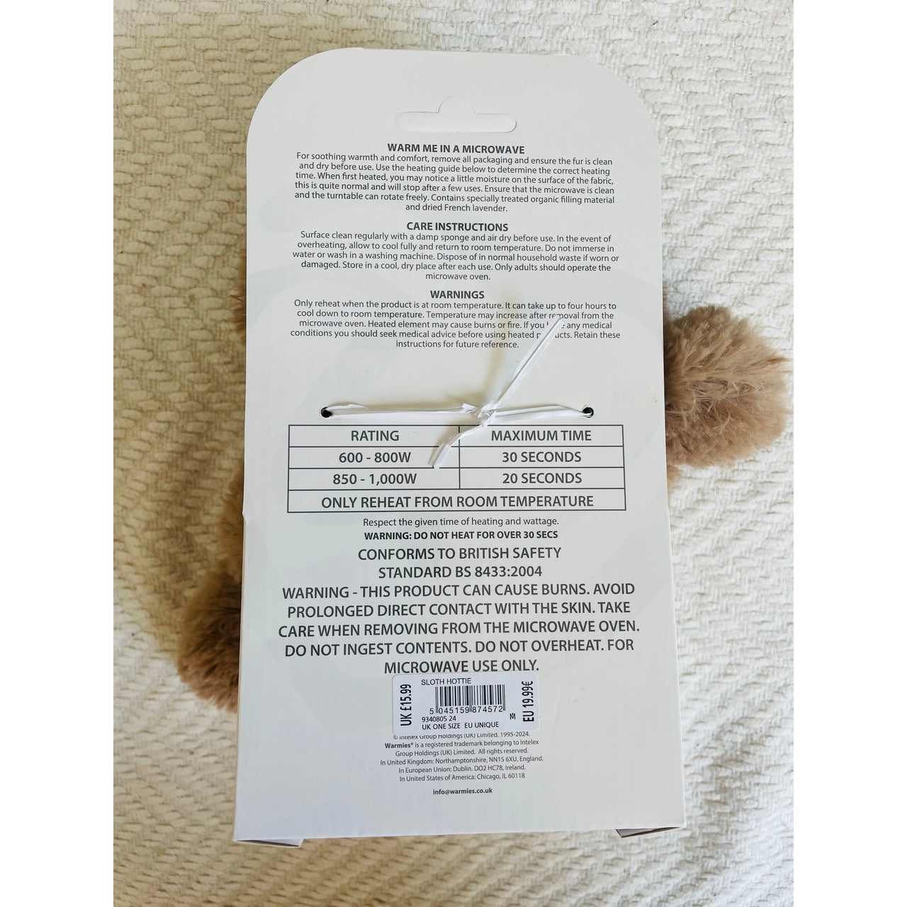 Warmies Junior Brown Sloth Plush