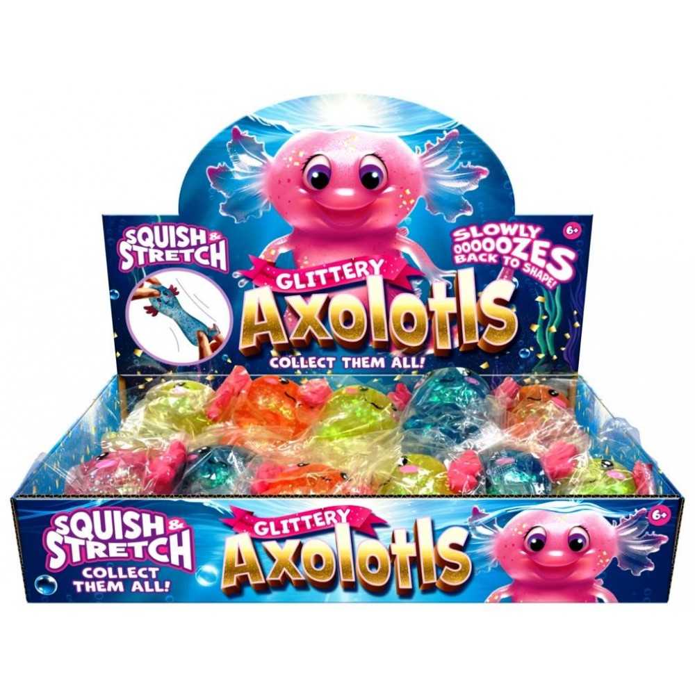 Glittery Axolotls Squish & Stretch Toy Assorted