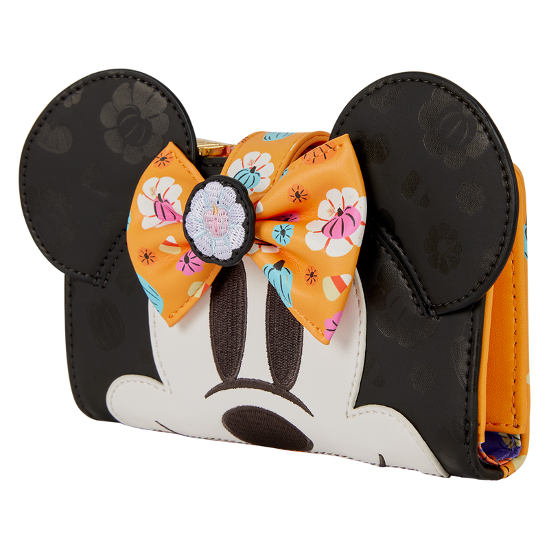 Loungefly Disney Minnie Mouse Cosplay Floral Pumpkin Flap Wallet