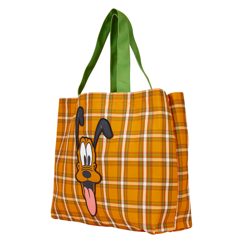Loungefly Disney Pluto 95th Anniversary Plaid Canvas Tote Bag