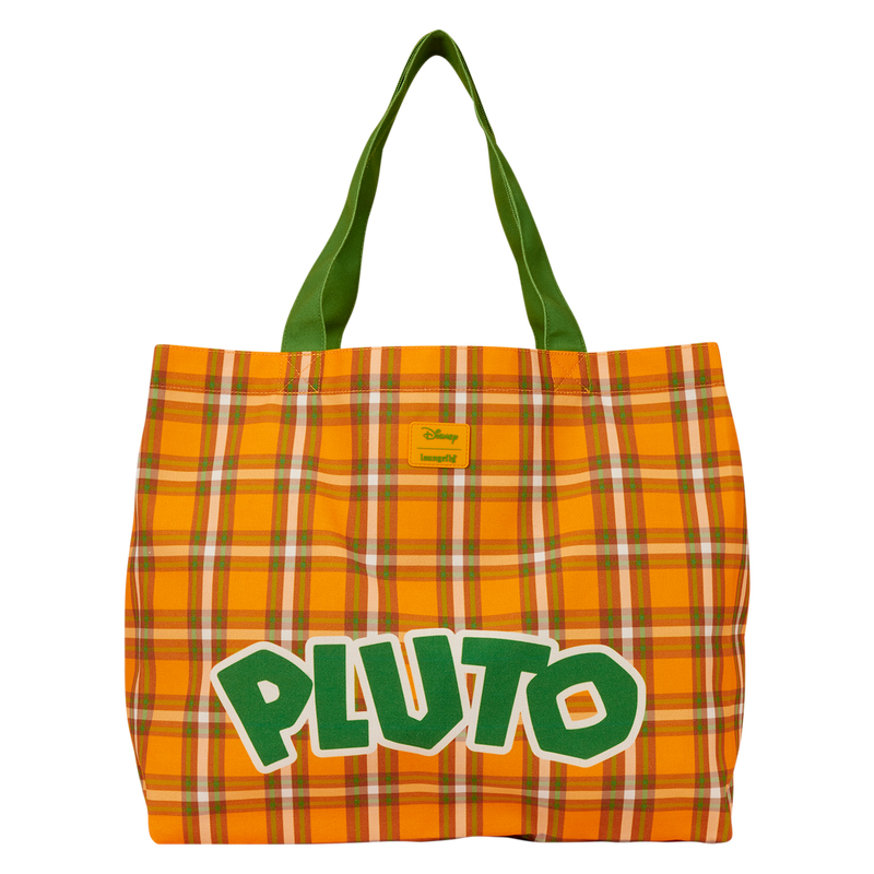 Loungefly Disney Pluto 95th Anniversary Plaid Canvas Tote Bag