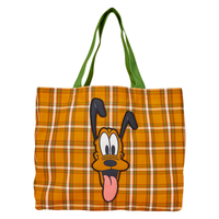 Loungefly Disney Pluto 95th Anniversary Plaid Canvas Tote Bag