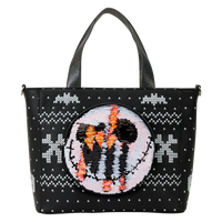Loungefly Disney The Nightmare Before Christmas Jack Skellington Reversible Sequins Tote Crossbody Bag with Coin Bag
