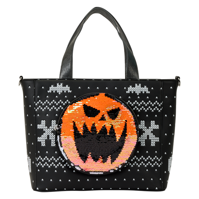 Loungefly Disney The Nightmare Before Christmas Jack Skellington Reversible Sequins Tote Crossbody Bag with Coin Bag