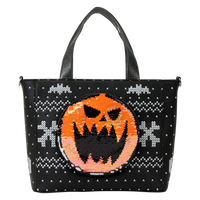 Loungefly Disney The Nightmare Before Christmas Jack Skellington Reversible Sequins Tote Crossbody Bag with Coin Bag
