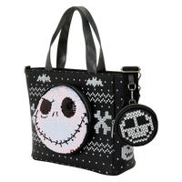 Loungefly Disney The Nightmare Before Christmas Jack Skellington Reversible Sequins Tote Crossbody Bag with Coin Bag