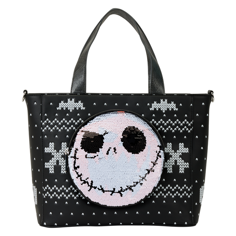 Loungefly Disney The Nightmare Before Christmas Jack Skellington Reversible Sequins Tote Crossbody Bag with Coin Bag