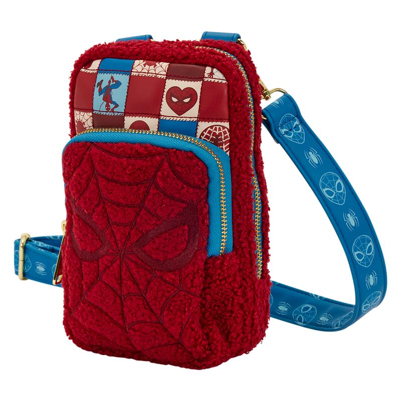 Loungefly Marvel Spider-Man Sherpa Cell Phone Crossbody Bag with Coin Bag
