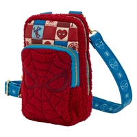Loungefly Marvel Spider-Man Sherpa Cell Phone Crossbody Bag with Coin Bag