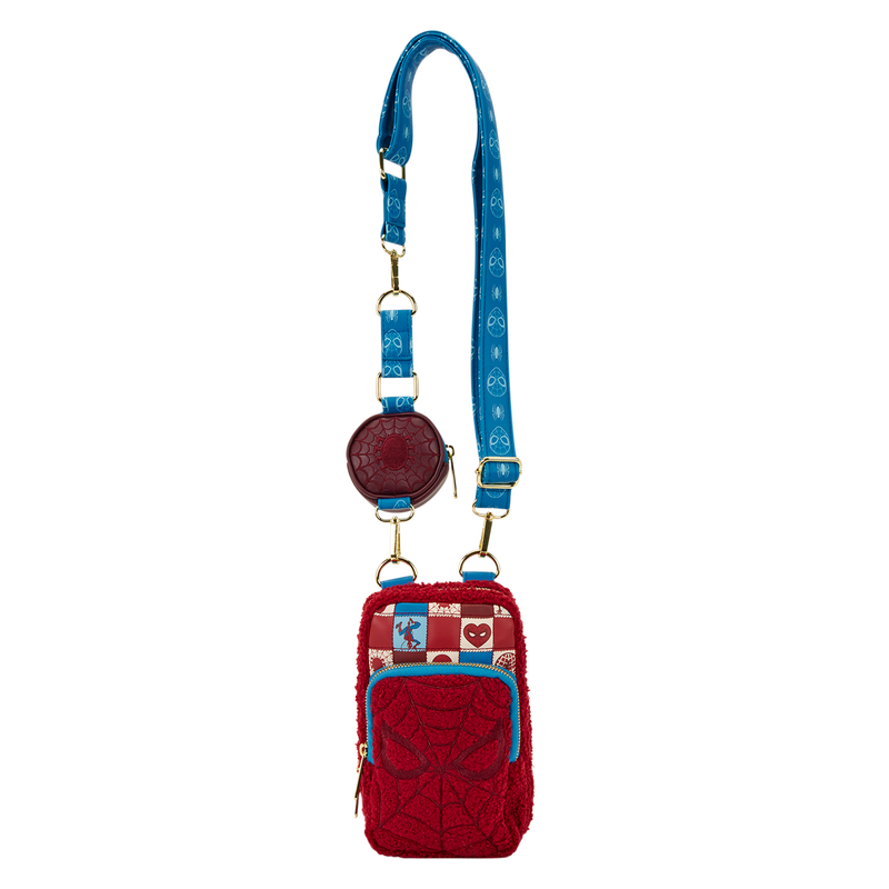 Loungefly Marvel Spider-Man Sherpa Cell Phone Crossbody Bag with Coin Bag