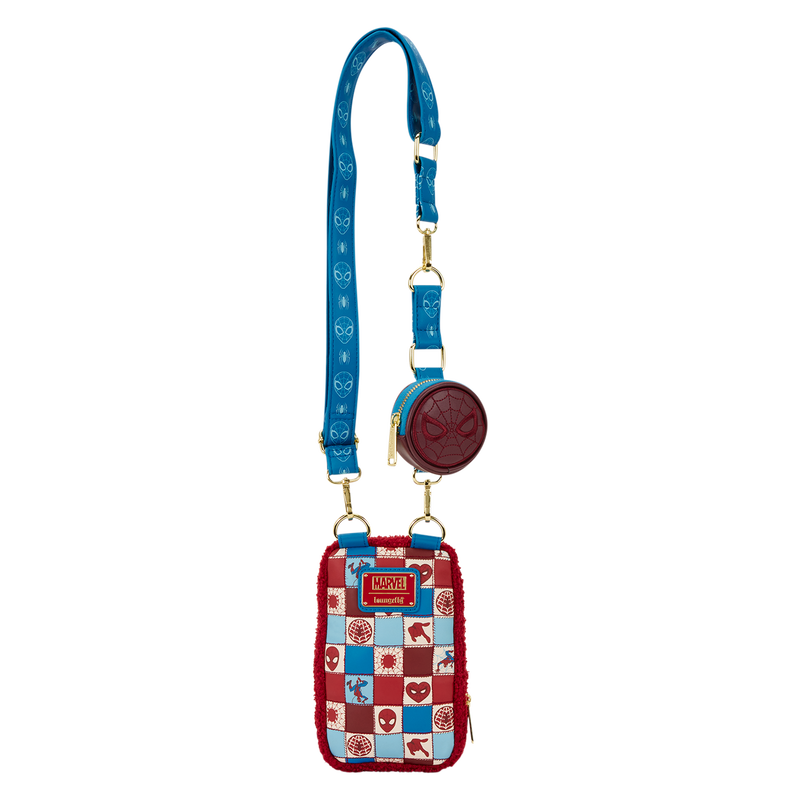 Loungefly Marvel Spider-Man Sherpa Cell Phone Crossbody Bag with Coin Bag