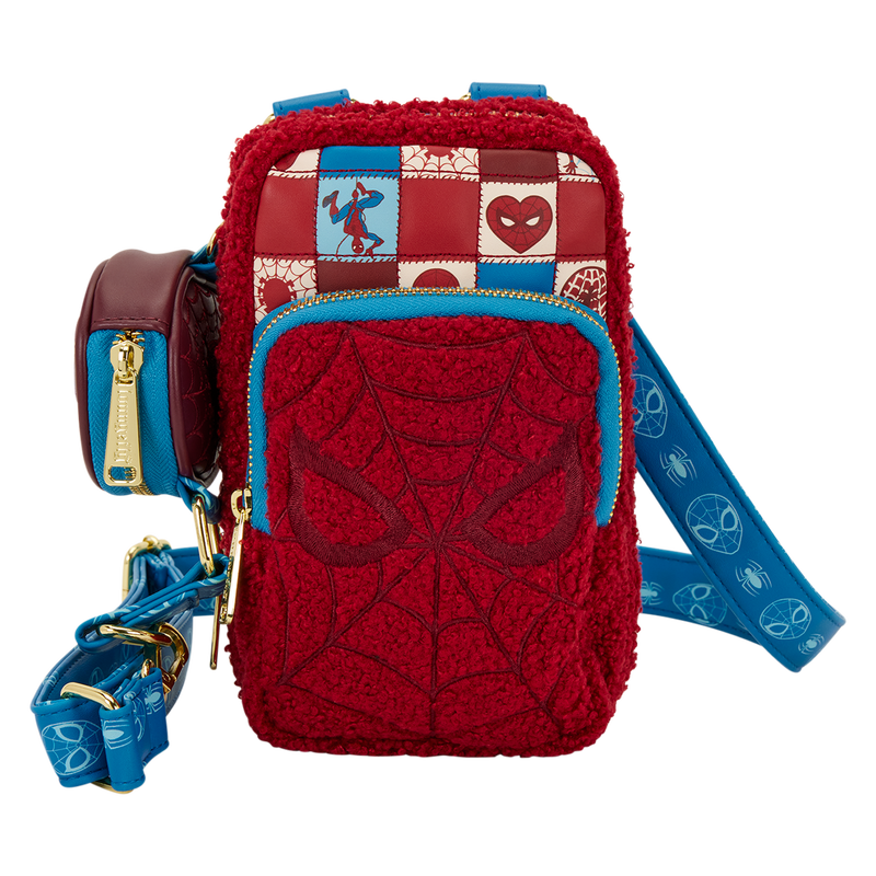 Loungefly Marvel Spider-Man Sherpa Cell Phone Crossbody Bag with Coin Bag