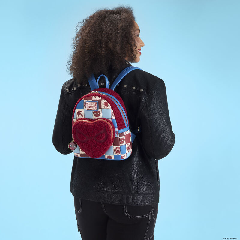 Loungefly Marvel Spider-Man Sherpa Heart Mini Backpack