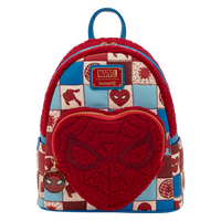 Loungefly Marvel Spider-Man Sherpa Heart Mini Backpack
