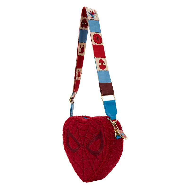 Loungefly Marvel Spider-Man Sherpa Heart Shaped Crossbody Bag