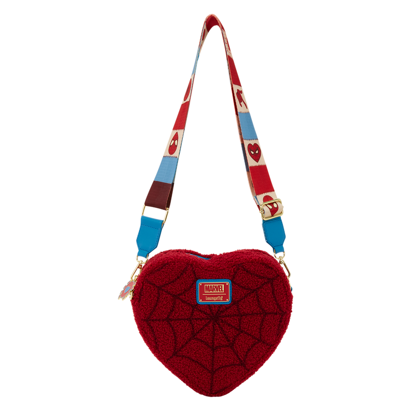 Loungefly Marvel Spider-Man Sherpa Heart Shaped Crossbody Bag