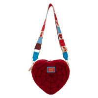 Loungefly Marvel Spider-Man Sherpa Heart Shaped Crossbody Bag