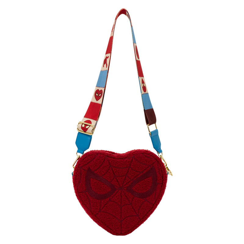 Loungefly Marvel Spider-Man Sherpa Heart Shaped Crossbody Bag