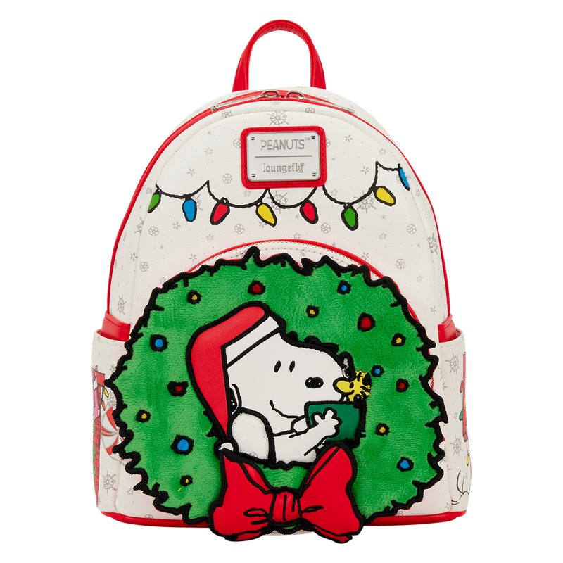 Loungefly Peanuts Snoopy & Woodstock Holiday Plush Wreath Mini Backpack
