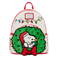 Loungefly Peanuts Snoopy & Woodstock Holiday Plush Wreath Mini Backpack