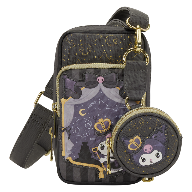 Loungefly Sanrio Kuromi 20th Anniversary Cell Phone Crossbody Bag with Coin Bag