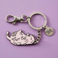 Purr Evil Cute Cat Hard Enamel Keyring
