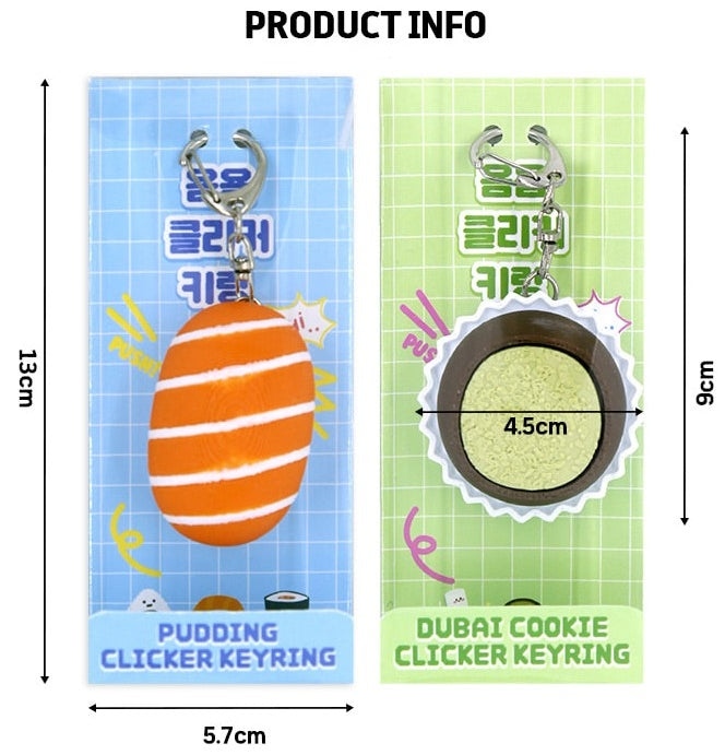 Yumyum Dessert Clicker Keychain- Stress Relief Fidget Toy- Random