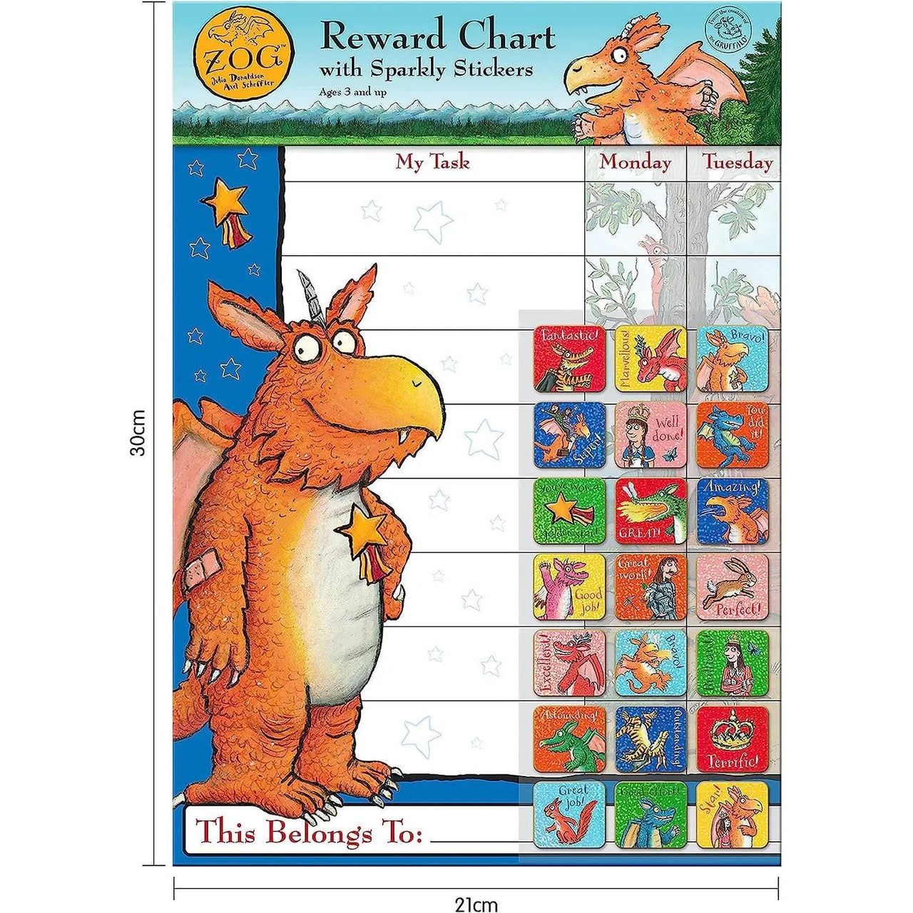 Zog Rewards Chart with Stickers