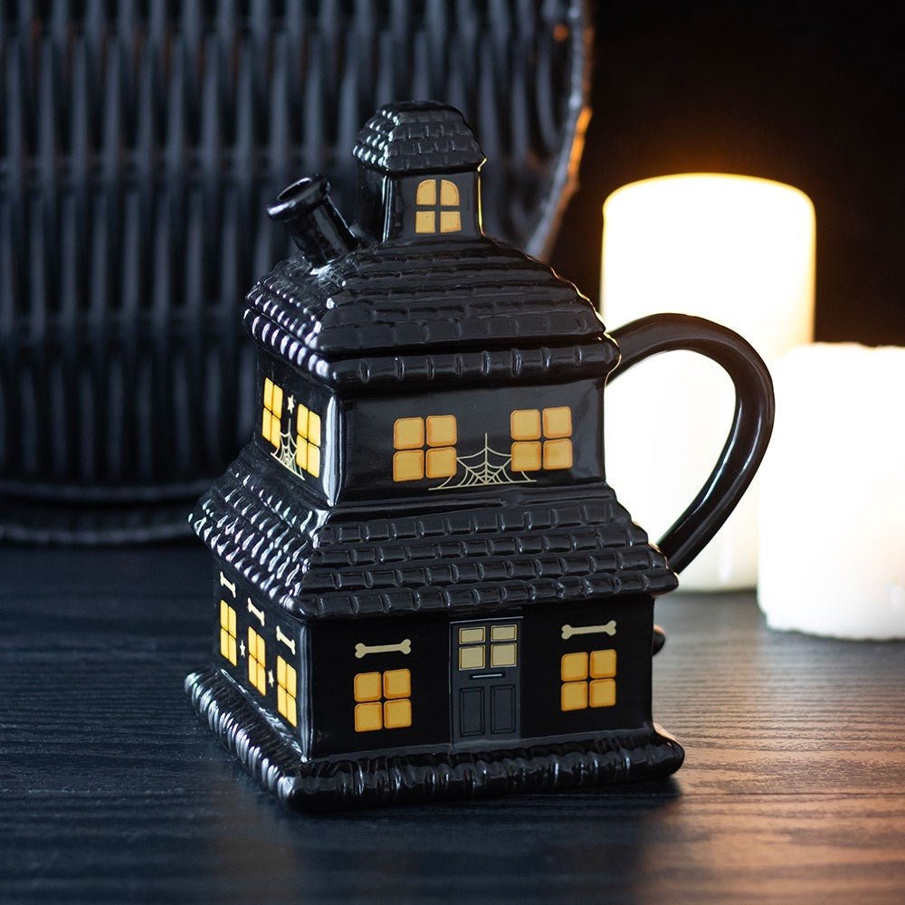 Black Haunted House Lidded Halloween Mug - The Happy Toy Store