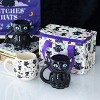 Cute and Creepy Gothic Black Cat Halloween Mug - The Happy Toy Store