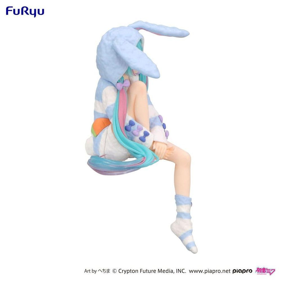 Hatsune Miku Noodle Stopper PVC Statue Hatsune Miku Rabbit Ear Hood Pajama Blue Color Ver. 14 cm - The Happy Toy Store