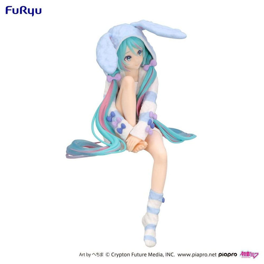 Hatsune Miku Noodle Stopper PVC Statue Hatsune Miku Rabbit Ear Hood Pajama Blue Color Ver. 14 cm - The Happy Toy Store