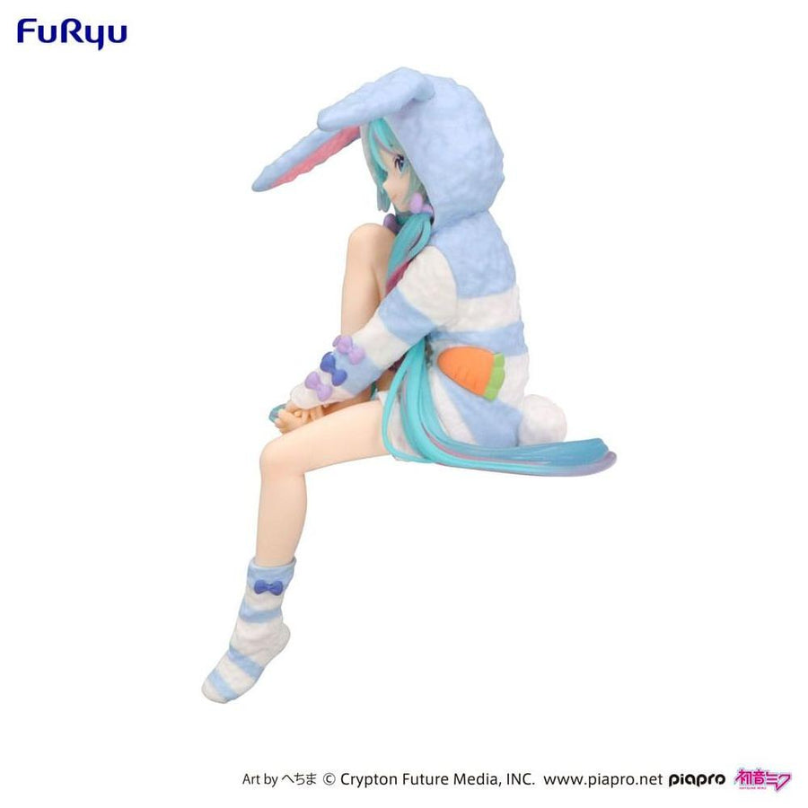 Hatsune Miku Noodle Stopper PVC Statue Hatsune Miku Rabbit Ear Hood Pajama Blue Color Ver. 14 cm - The Happy Toy Store
