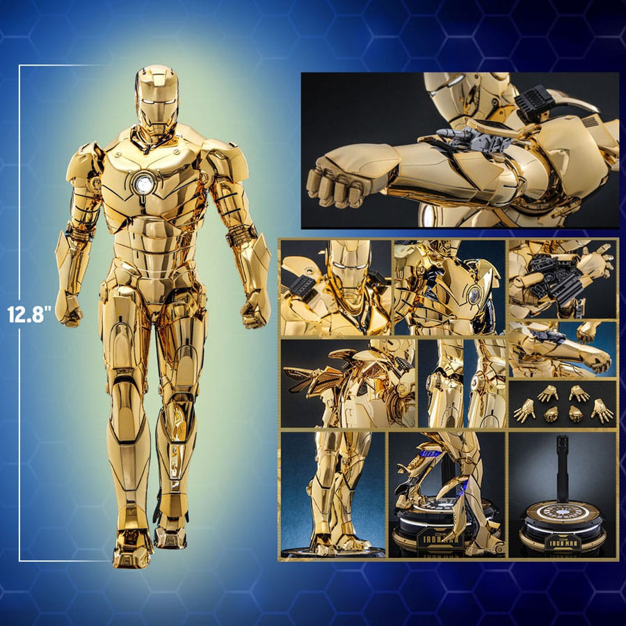 Iron Man Movie Masterpiece Diecast Action Figure 1/6 Iron Man Mark III (Gold Color Version) Hot Toys Exclusive 33 cm - The Happy Toy Store