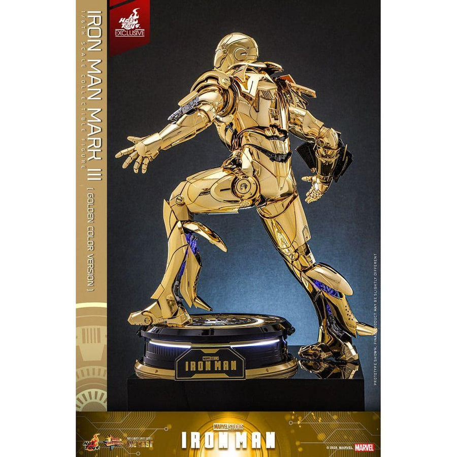 Iron Man Movie Masterpiece Diecast Action Figure 1/6 Iron Man Mark III (Gold Color Version) Hot Toys Exclusive 33 cm - The Happy Toy Store