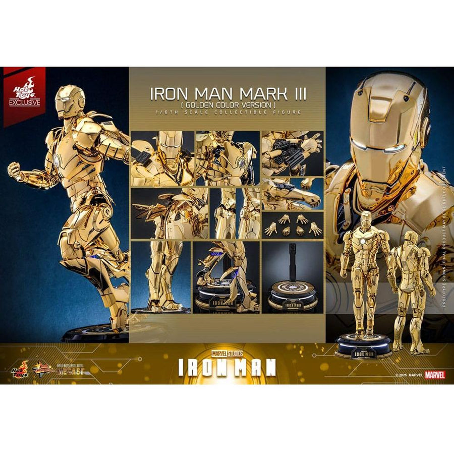 Iron Man Movie Masterpiece Diecast Action Figure 1/6 Iron Man Mark III (Gold Color Version) Hot Toys Exclusive 33 cm - The Happy Toy Store
