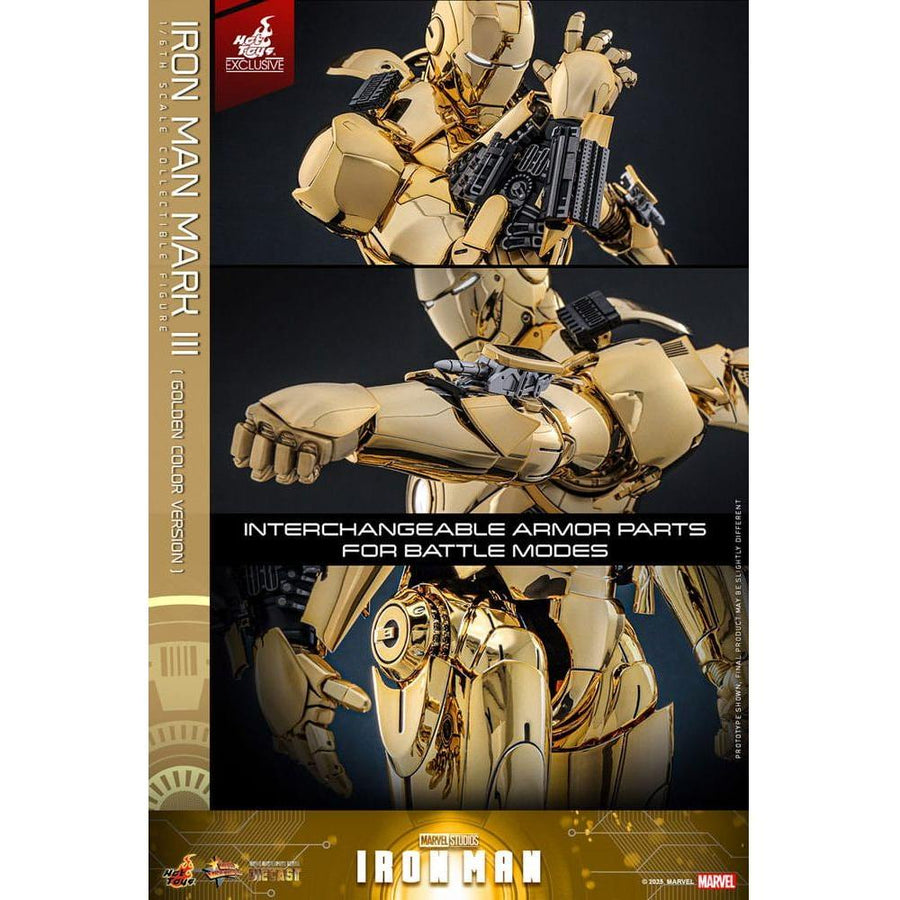 Iron Man Movie Masterpiece Diecast Action Figure 1/6 Iron Man Mark III (Gold Color Version) Hot Toys Exclusive 33 cm - The Happy Toy Store