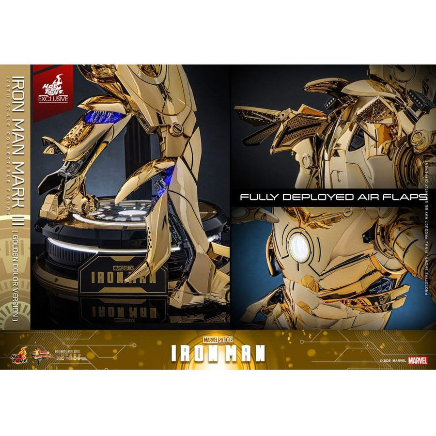 Iron Man Movie Masterpiece Diecast Action Figure 1/6 Iron Man Mark III (Gold Color Version) Hot Toys Exclusive 33 cm - The Happy Toy Store