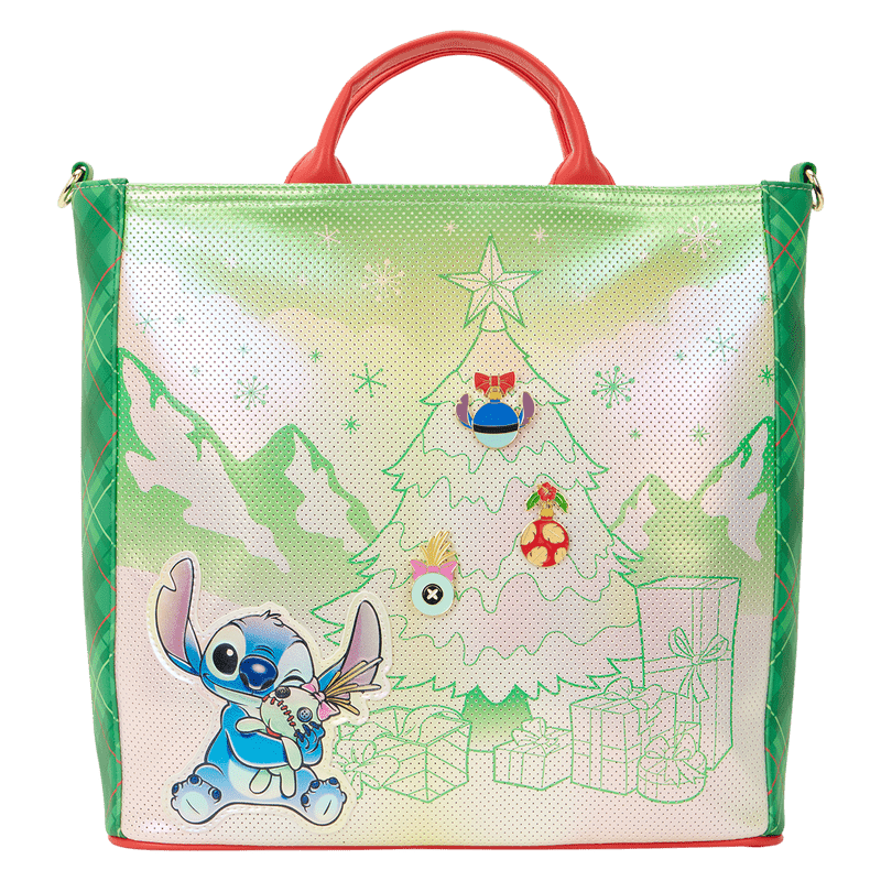 Loungefly Disney Lilo & Stitch Holiday Tote Pin Trader Crossbody Bag - The Happy Toy Store