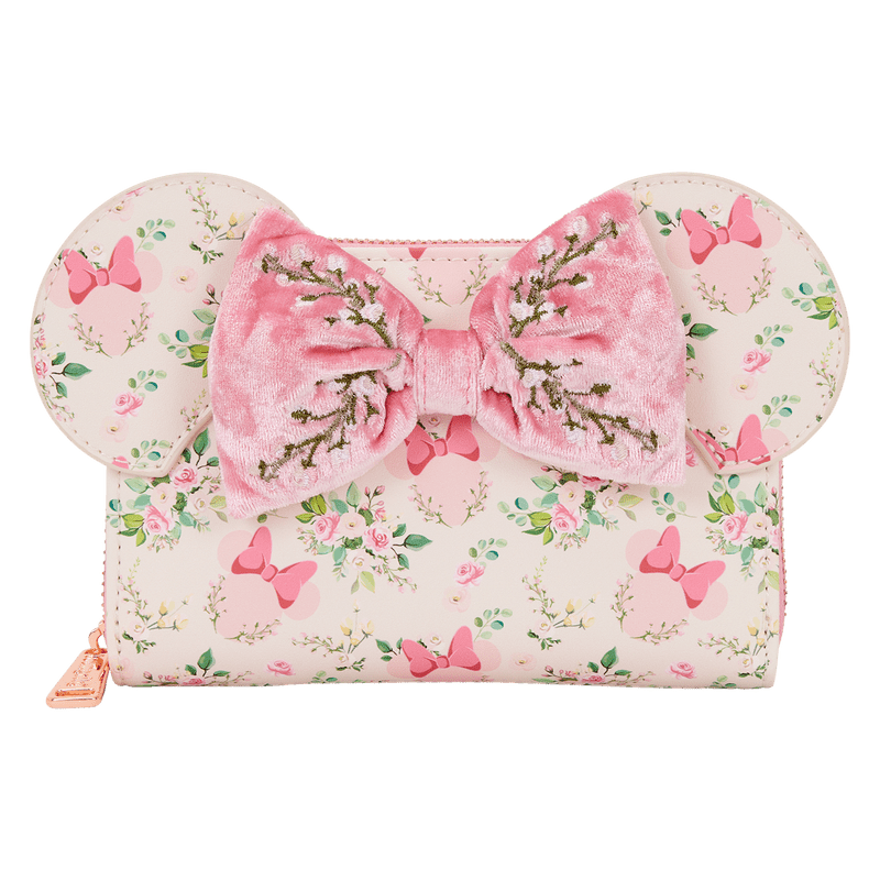 Loungefly Disney Minnie Mouse Floral All - Over Print Zip Around Wallet - The Happy Toy Store