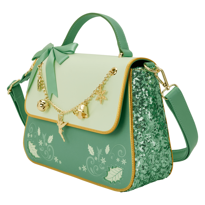 Loungefly Disney Peter Pan Tinker Bell Holiday Sequin Crossbody Bag with Charms - The Happy Toy Store