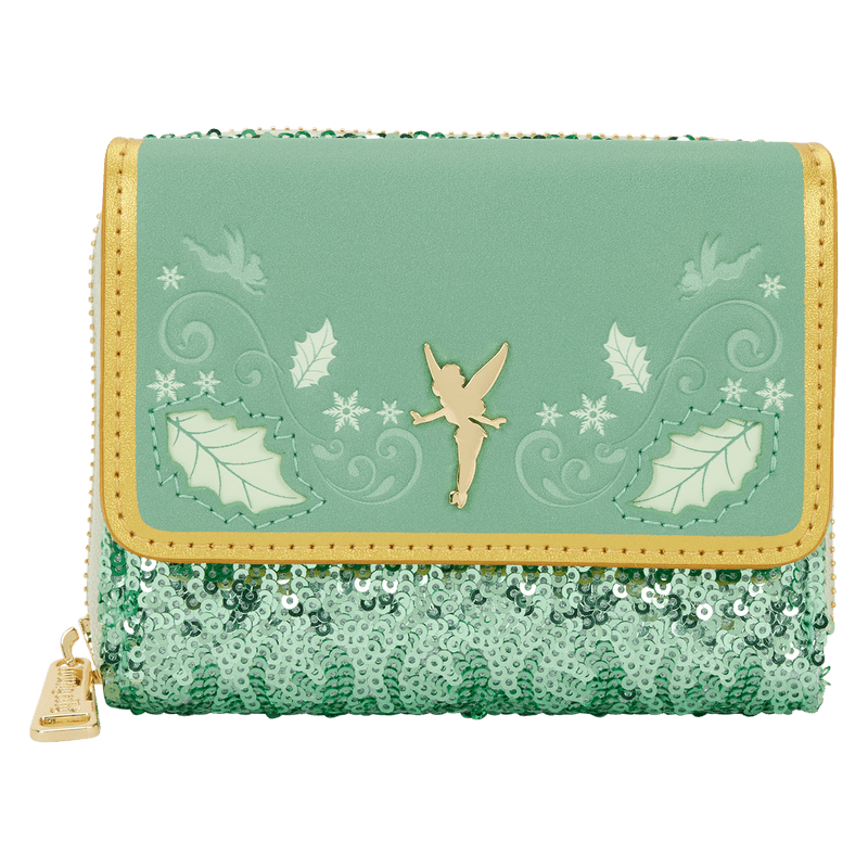 Loungefly Disney Peter Pan Tinker Bell Holiday Sequin Tri - Fold Wallet - The Happy Toy Store