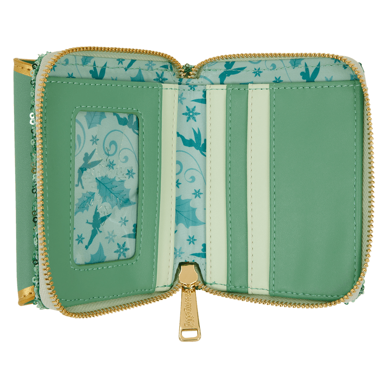 Loungefly Disney Peter Pan Tinker Bell Holiday Sequin Tri - Fold Wallet - The Happy Toy Store