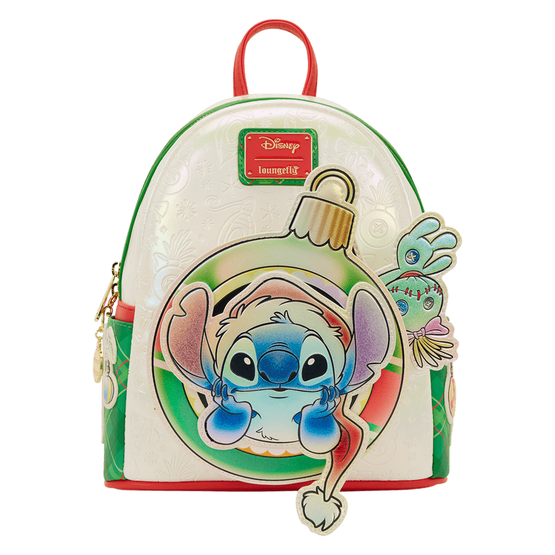 Loungefly Disney Stitch & Scrump Iridescent Holiday Ornament Mini Backpack - The Happy Toy Store
