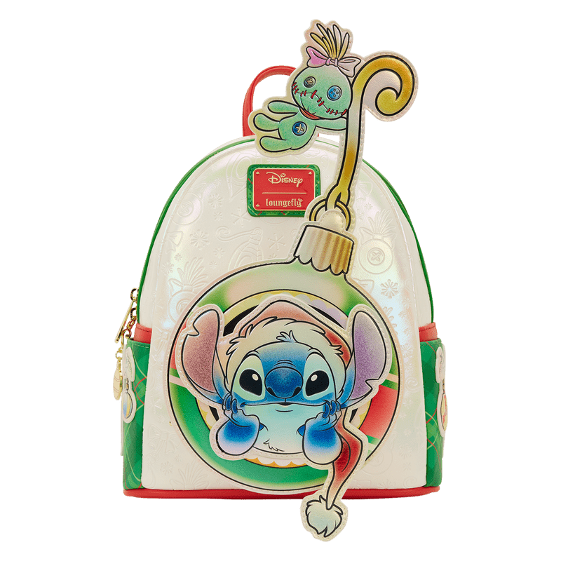 Loungefly Disney Stitch & Scrump Iridescent Holiday Ornament Mini Backpack - The Happy Toy Store