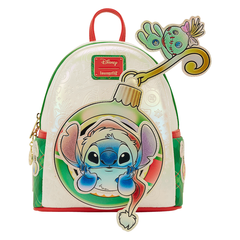 Loungefly Disney Stitch & Scrump Iridescent Holiday Ornament Mini Backpack - The Happy Toy Store