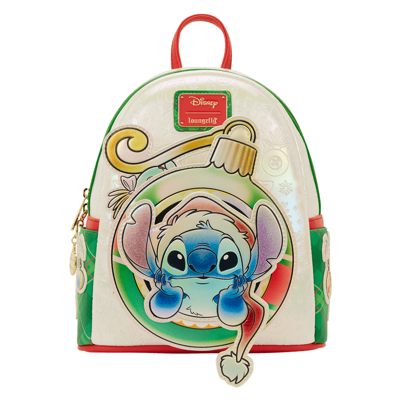 Loungefly Disney Stitch & Scrump Iridescent Holiday Ornament Mini Backpack - The Happy Toy Store