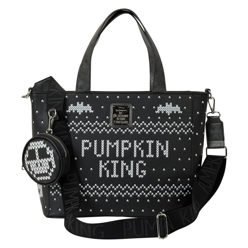 Loungefly Disney The Nightmare Before Christmas Jack Skellington Reversible Sequins Tote Crossbody Bag with Coin Bag - The Happy Toy Store