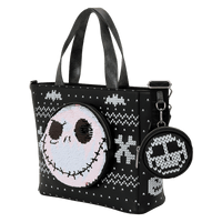 Loungefly Disney The Nightmare Before Christmas Jack Skellington Reversible Sequins Tote Crossbody Bag with Coin Bag - The Happy Toy Store